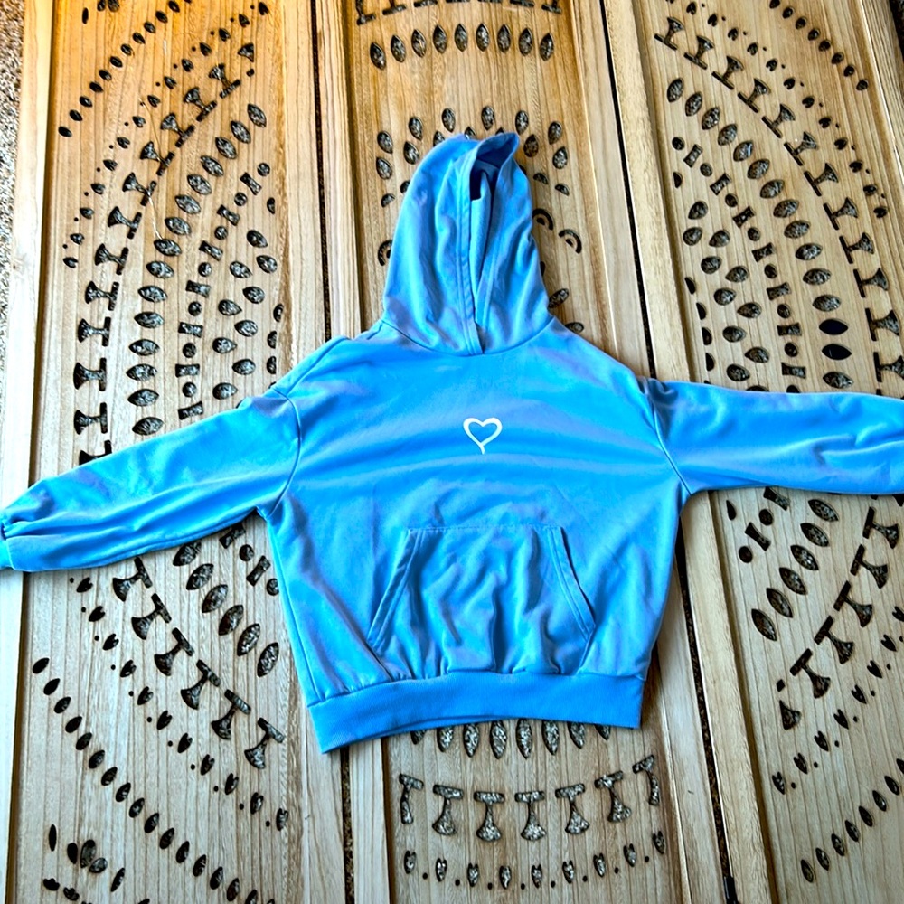 Light blue SHEIN cute heart hoodie